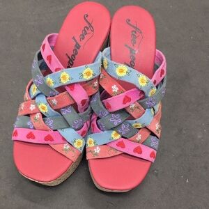 Free People Colorful Floral Wedge Sandals